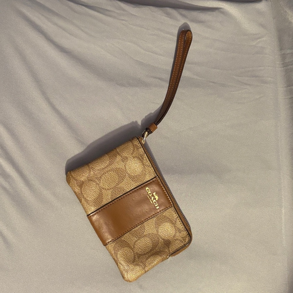 Coach Brown Wristlet Clutch